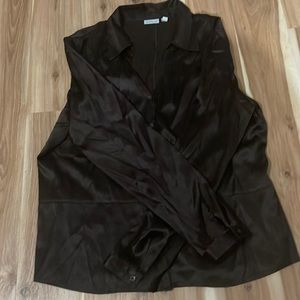 Nordstrom Semantiks Brown Silk Blouse